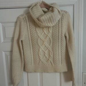 Cream white (ish) cable knit sweater with cowl neck